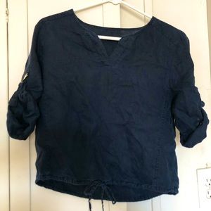 J. Crew Navy 3/4 Sleeve Top Size Small
